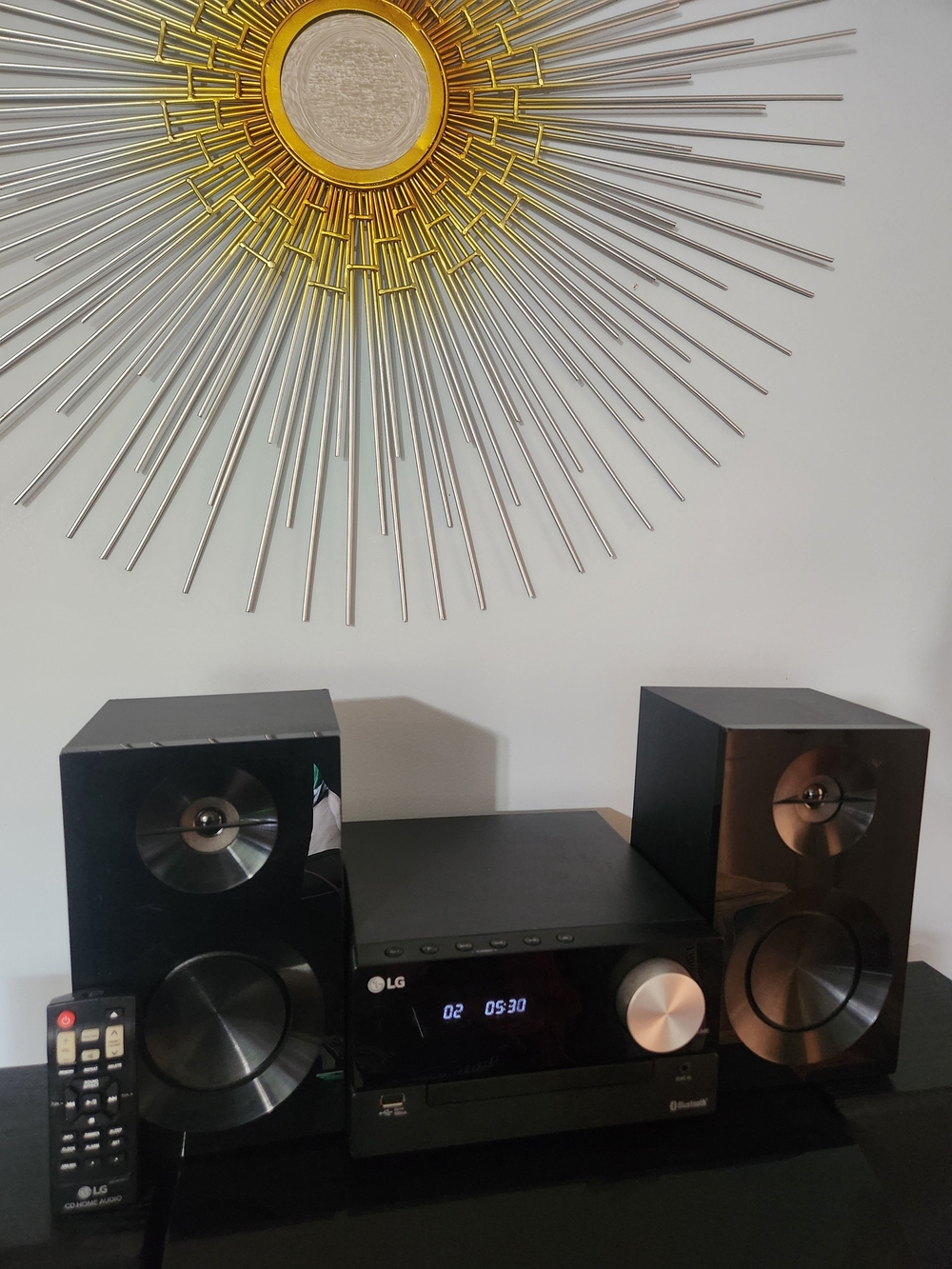 LG Black Mini Stereo System with Dual Speakers and Remote 100 Watts